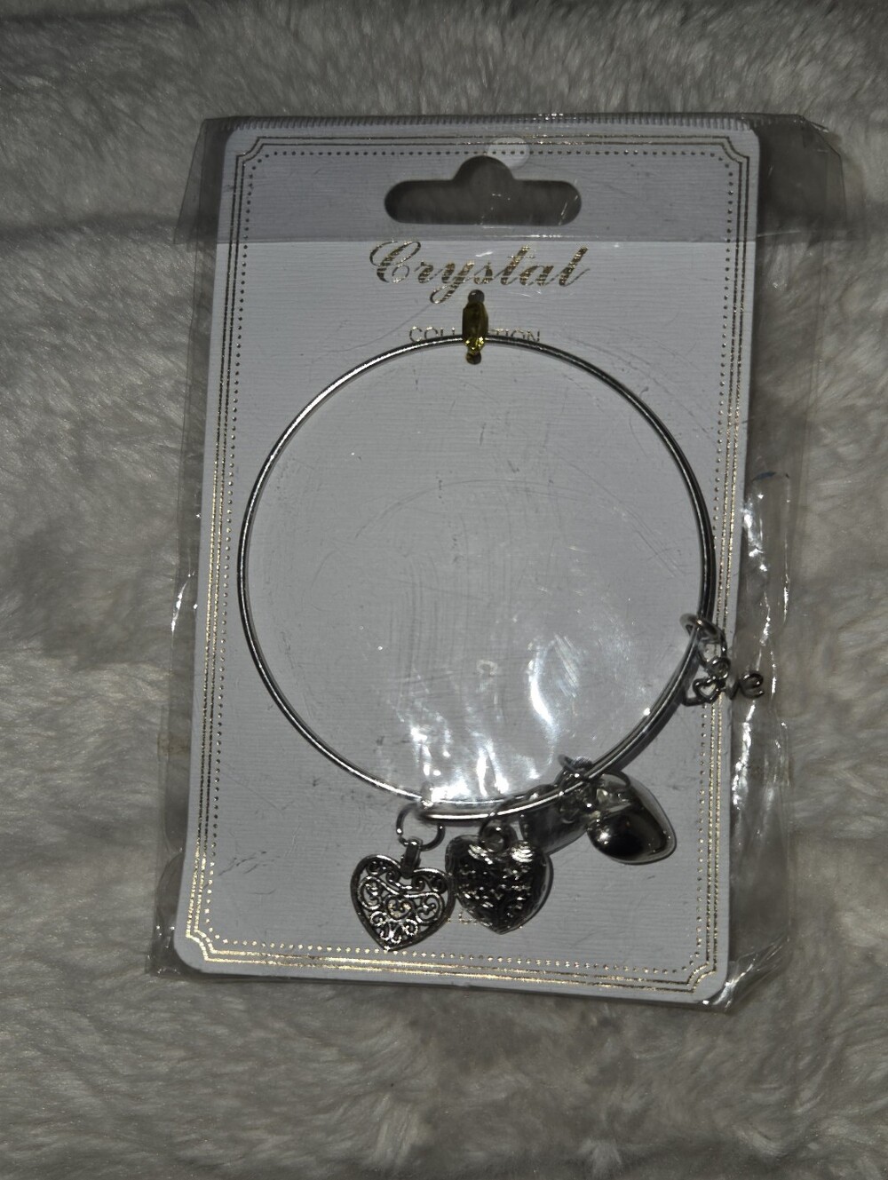 Silver Heart Charm Bangle Bracelet